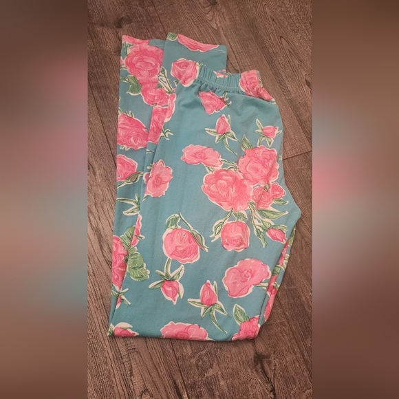 Simply Southern Womens Green Pink Leggings  One Size S M L. Excellent Condition - Picture 5 of 7